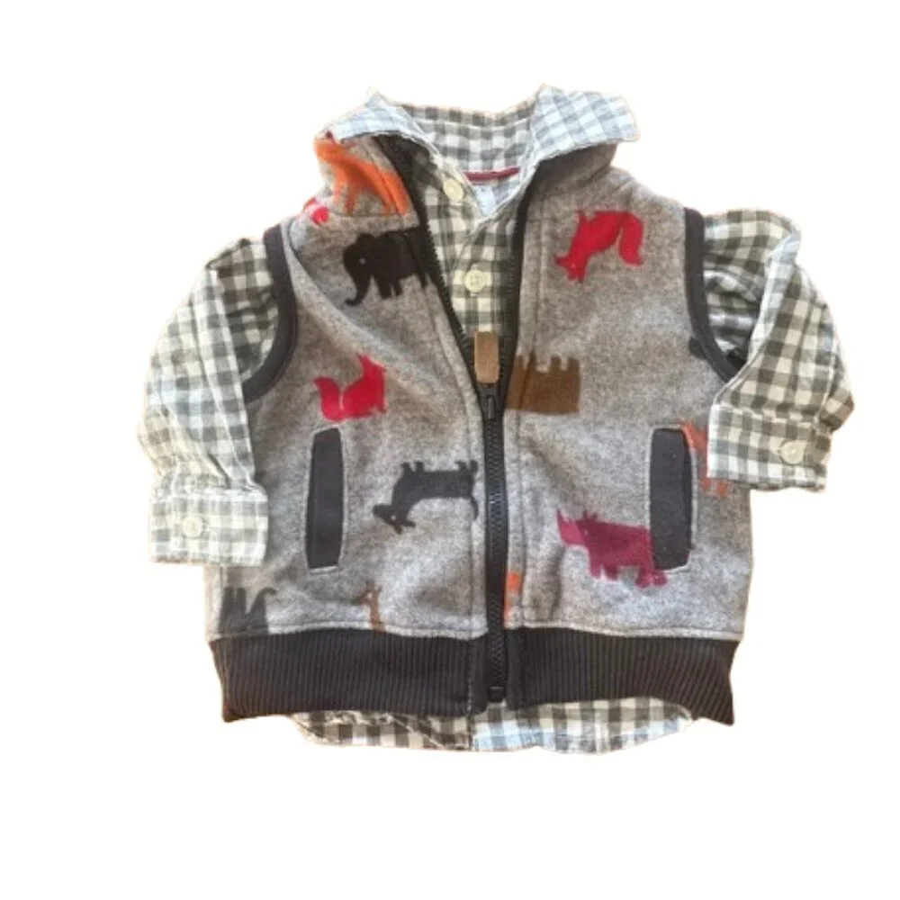 Carter's Size 3 months boys button-down shirt and vest (E44)